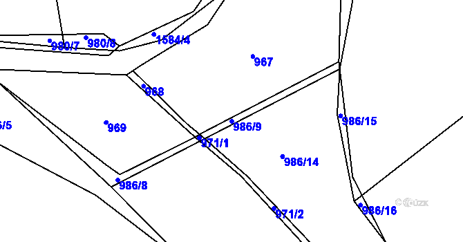 Parcela st. 986/9 v KÚ Měšice u Tábora, Katastrální mapa