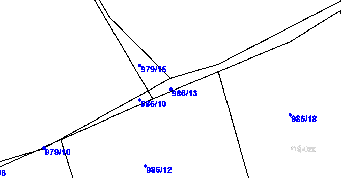 Parcela st. 986/13 v KÚ Měšice u Tábora, Katastrální mapa