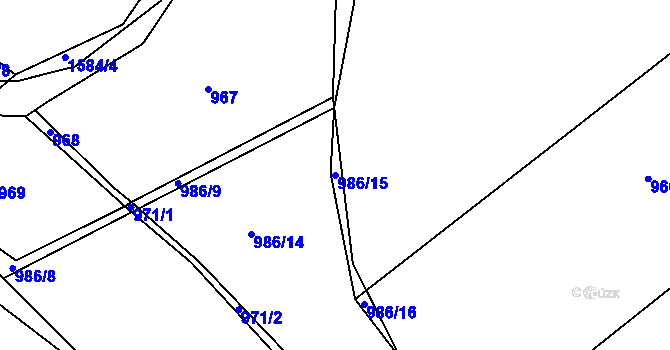 Parcela st. 986/15 v KÚ Měšice u Tábora, Katastrální mapa