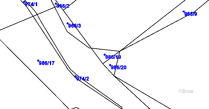 Parcela st. 986/19 v KÚ Měšice u Tábora, Katastrální mapa