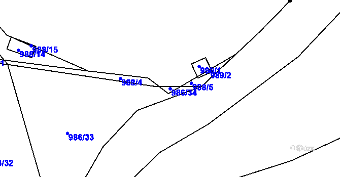 Parcela st. 986/34 v KÚ Měšice u Tábora, Katastrální mapa