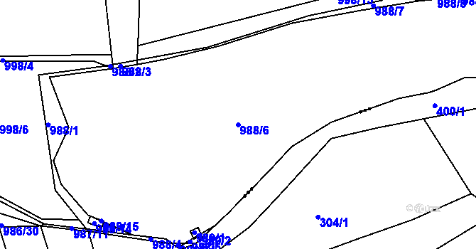 Parcela st. 988/6 v KÚ Měšice u Tábora, Katastrální mapa