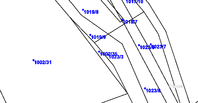 Parcela st. 1002/35 v KÚ Měšice u Tábora, Katastrální mapa