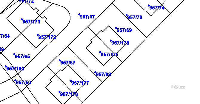 Parcela st. 957/176 v KÚ Měšice u Tábora, Katastrální mapa