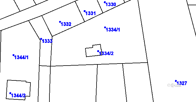 Parcela st. 1334/2 v KÚ Měšice u Tábora, Katastrální mapa