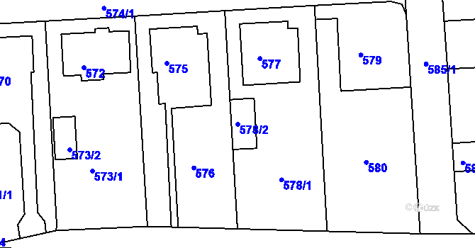 Parcela st. 578/2 v KÚ Měšice u Tábora, Katastrální mapa