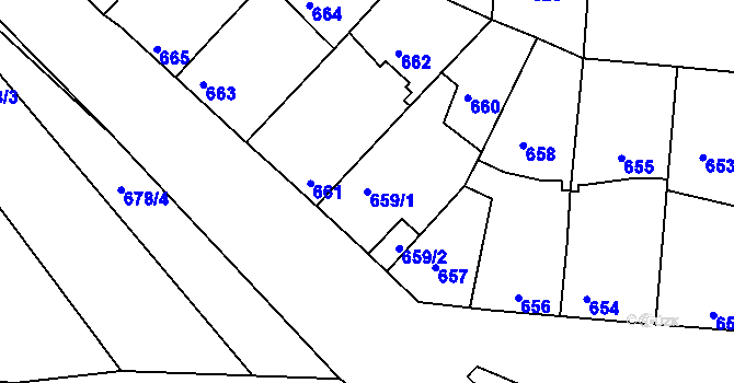 Parcela st. 659/1 v KÚ Měšice u Tábora, Katastrální mapa