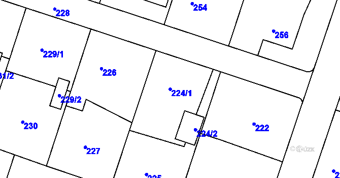 Parcela st. 224/1 v KÚ Měšice u Tábora, Katastrální mapa