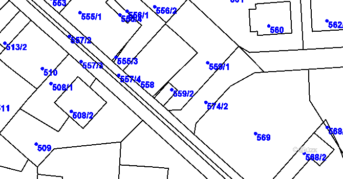 Parcela st. 559/2 v KÚ Měšice u Tábora, Katastrální mapa