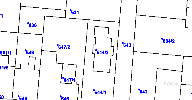 Parcela st. 644/2 v KÚ Měšice u Tábora, Katastrální mapa