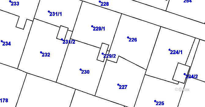 Parcela st. 229/2 v KÚ Měšice u Tábora, Katastrální mapa