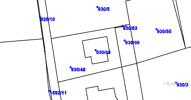 Parcela st. 930/58 v KÚ Měšice u Tábora, Katastrální mapa