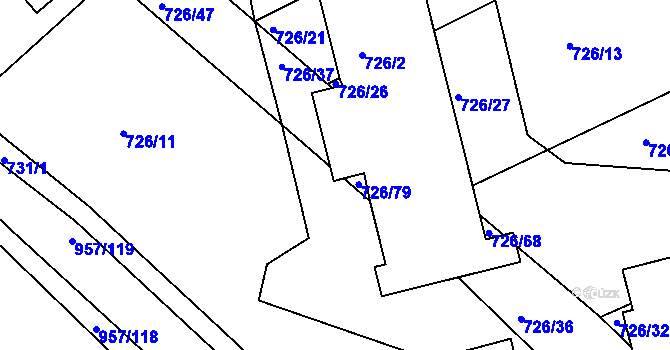 Parcela st. 726/78 v KÚ Měšice u Tábora, Katastrální mapa