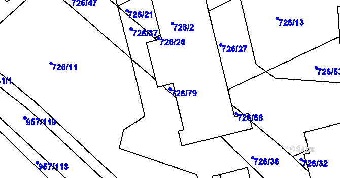 Parcela st. 726/79 v KÚ Měšice u Tábora, Katastrální mapa