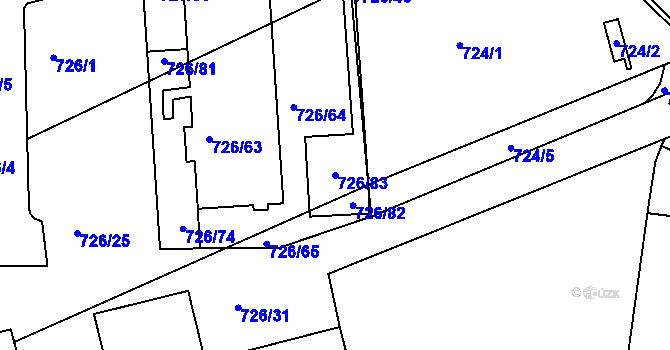 Parcela st. 726/83 v KÚ Měšice u Tábora, Katastrální mapa