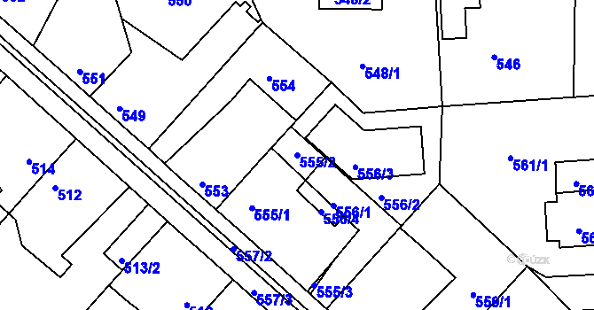 Parcela st. 555/2 v KÚ Měšice u Tábora, Katastrální mapa