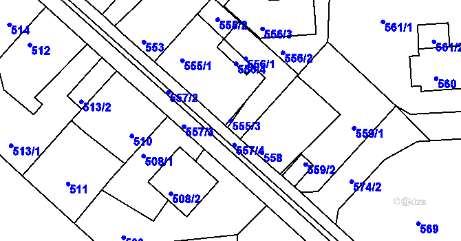 Parcela st. 555/3 v KÚ Měšice u Tábora, Katastrální mapa