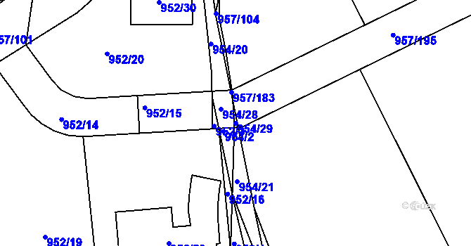 Parcela st. 954/29 v KÚ Měšice u Tábora, Katastrální mapa