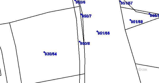 Parcela st. 950/8 v KÚ Měšice u Tábora, Katastrální mapa