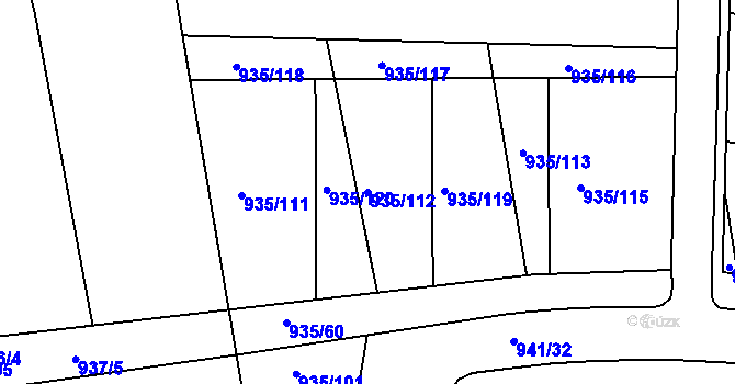 Parcela st. 935/112 v KÚ Měšice u Tábora, Katastrální mapa