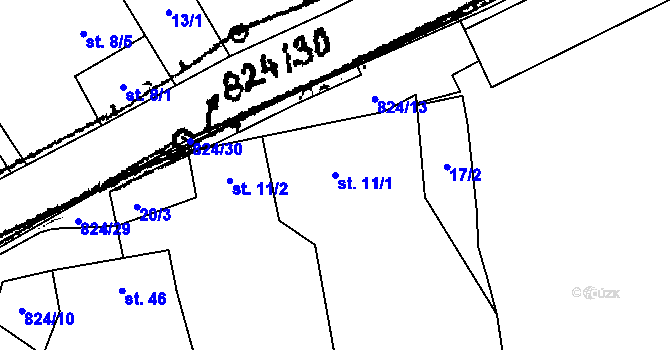 Parcela st. 11/1 v KÚ Měšín, Katastrální mapa