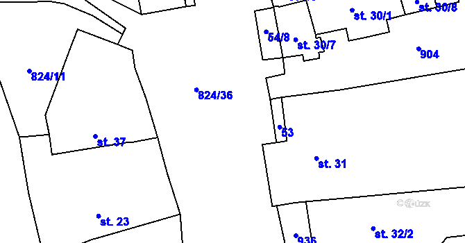Parcela st. 63 v KÚ Měšín, Katastrální mapa