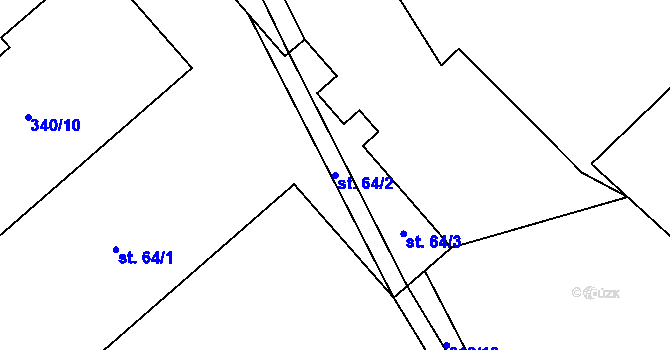 Parcela st. 64/2 v KÚ Měšín, Katastrální mapa