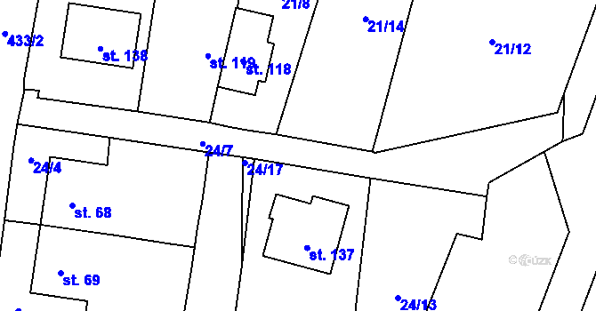 Parcela st. 24/16 v KÚ Měšín, Katastrální mapa