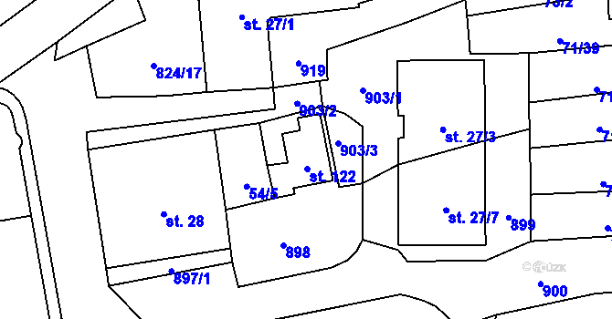 Parcela st. 122 v KÚ Měšín, Katastrální mapa