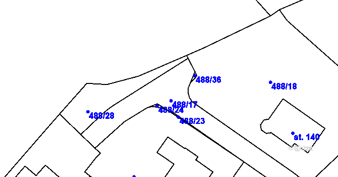 Parcela st. 488/17 v KÚ Měšín, Katastrální mapa