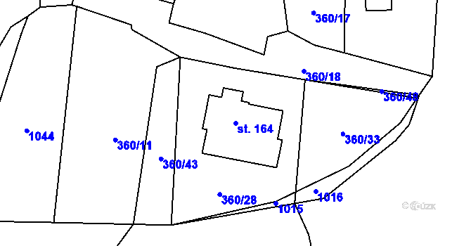 Parcela st. 164 v KÚ Měšín, Katastrální mapa