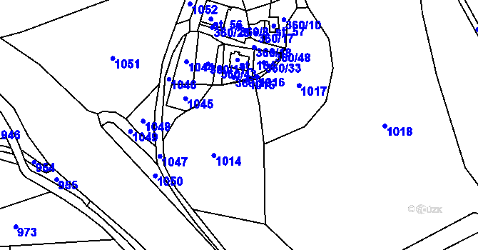 Parcela st. 363/3 v KÚ Měšín, Katastrální mapa