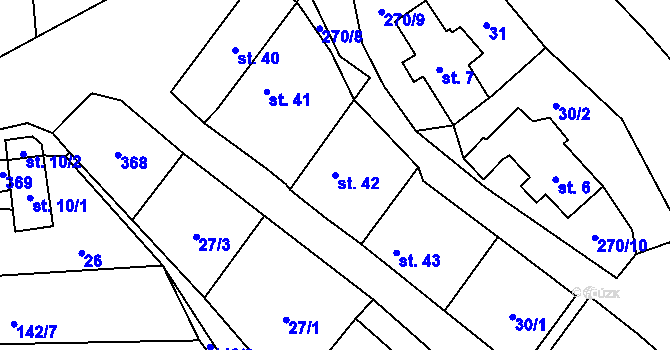Parcela st. 42 v KÚ Kornatice, Katastrální mapa