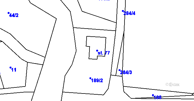 Parcela st. 77 v KÚ Kornatice, Katastrální mapa