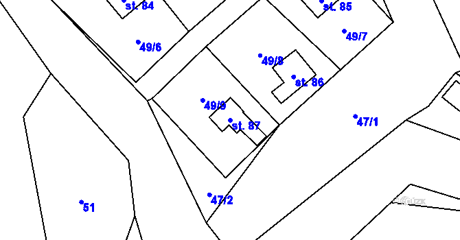 Parcela st. 87 v KÚ Kornatice, Katastrální mapa