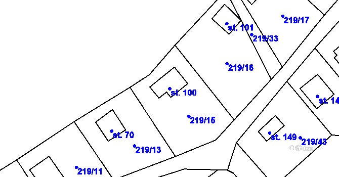 Parcela st. 100 v KÚ Kornatice, Katastrální mapa