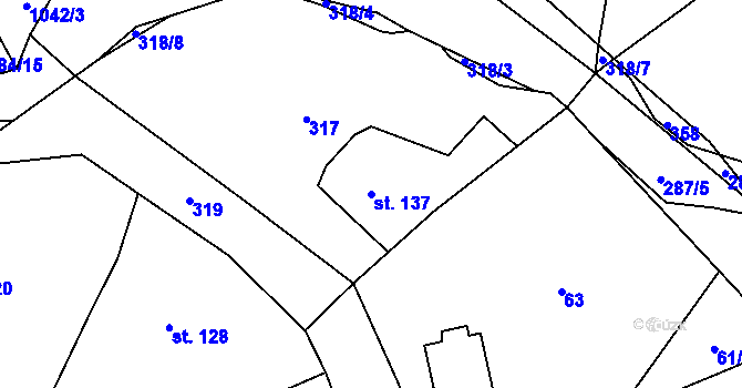 Parcela st. 137 v KÚ Kornatice, Katastrální mapa