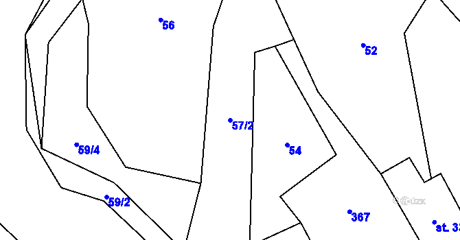Parcela st. 57/2 v KÚ Kornatice, Katastrální mapa