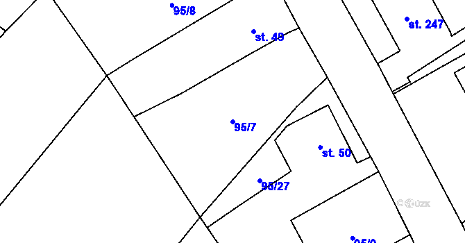 Parcela st. 95/7 v KÚ Kornatice, Katastrální mapa