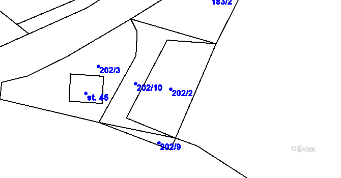 Parcela st. 202/2 v KÚ Kornatice, Katastrální mapa