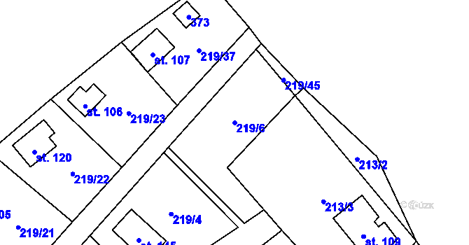 Parcela st. 219/6 v KÚ Kornatice, Katastrální mapa