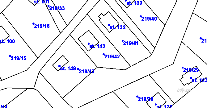 Parcela st. 219/42 v KÚ Kornatice, Katastrální mapa