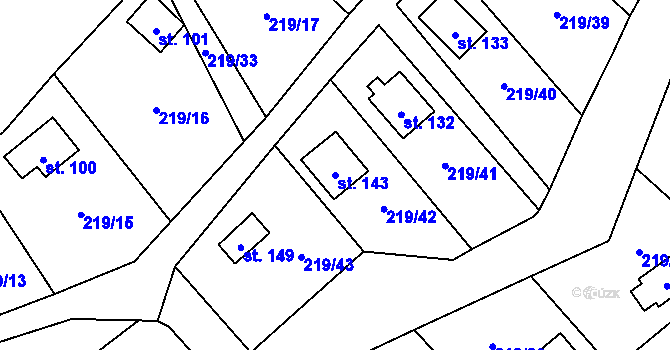 Parcela st. 143 v KÚ Kornatice, Katastrální mapa