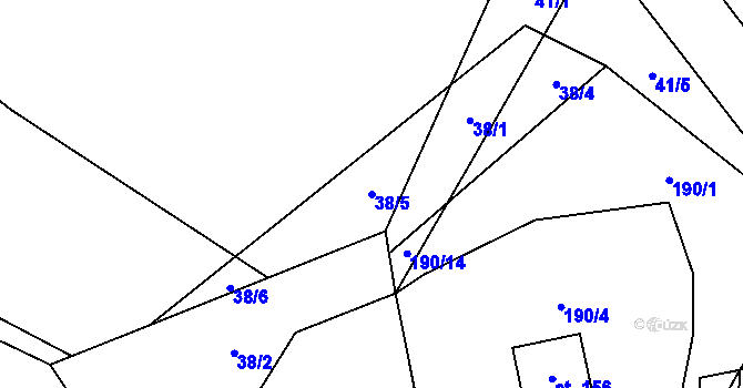 Parcela st. 38/5 v KÚ Kornatice, Katastrální mapa
