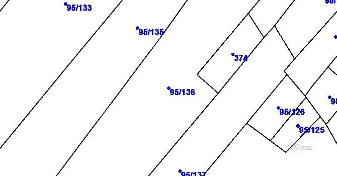 Parcela st. 95/136 v KÚ Kornatice, Katastrální mapa