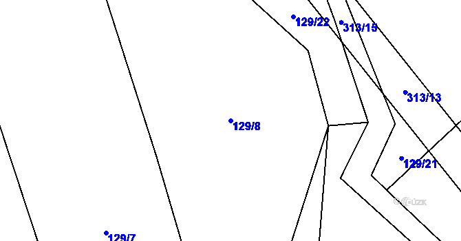 Parcela st. 129/8 v KÚ Kornatice, Katastrální mapa