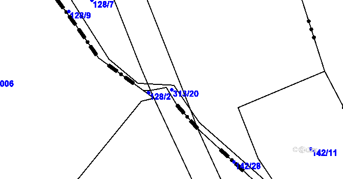 Parcela st. 313/20 v KÚ Kornatice, Katastrální mapa