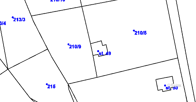 Parcela st. 49 v KÚ Mešno, Katastrální mapa