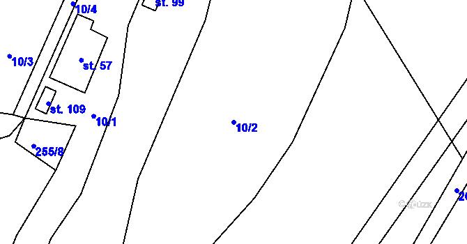 Parcela st. 10/2 v KÚ Mešno, Katastrální mapa