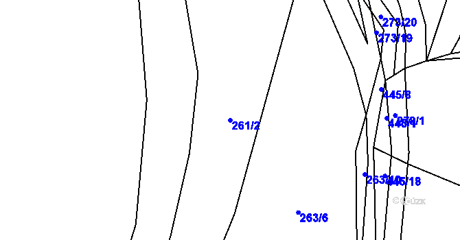 Parcela st. 261/2 v KÚ Mešno, Katastrální mapa